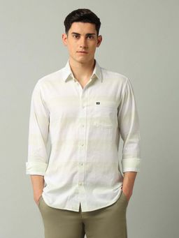 Arrow Sports - Stripes Green Full Sleeves Collar Neck Shirt