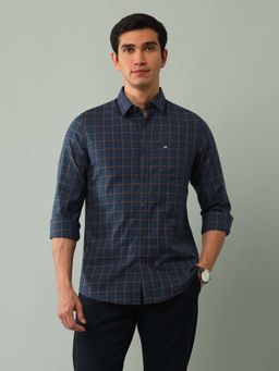 Arrow Sports - Checks Blue Full Sleeves Collar Neck Shirt