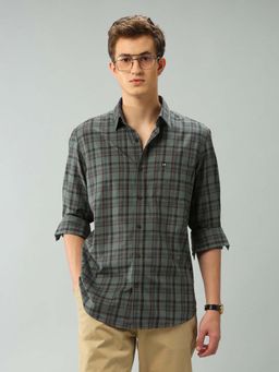 Arrow Sports - Checks Green Full Sleeves Collar Neck Shirt