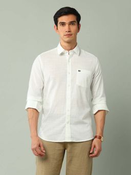 Arrow Sports - Solid White Full Sleeves Collar Neck Shirt