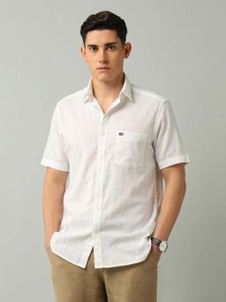 Arrow Sports - Solid White Half Sleeves Collar Neck Shirt