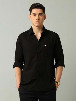 Arrow Sports - Solid Black Full Sleeves Collar Neck Shirt