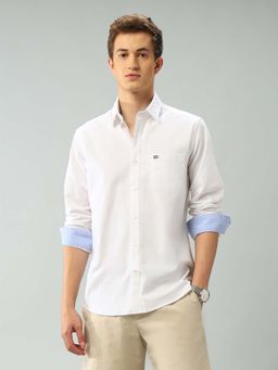 Arrow Sports - Solid White Full Sleeves Collar Neck Shirt