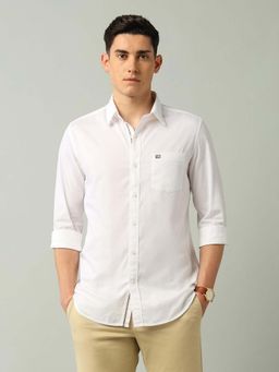 Arrow Sports - Solid White Full Sleeves Collar Neck Shirt