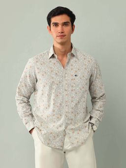 Arrow Sports - Floral Beige Full Sleeves Collar Neck Shirt
