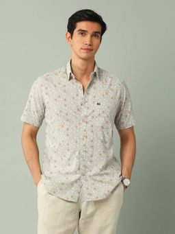 Arrow Sports - Floral Beige Half Sleeves Collar Neck Shirt