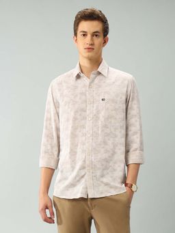 Arrow Sports - Floral Beige Full Sleeves Collar Neck Shirt