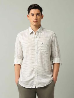 Arrow Sports - Printed Green Full Sleeves Collar Neck Shirt