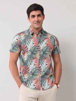 U.S. Polo Assn. Denim Co. - Printed Multi-Color Half Sleeves Collar Neck Shirt