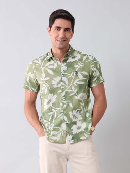 U.S. Polo Assn. Denim Co. - Floral Green Half Sleeves Collar Neck Shirt