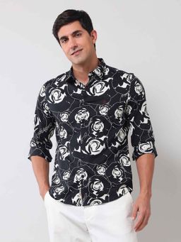 U.S. Polo Assn. Denim Co. - Floral Black Full Sleeves Collar Neck Shirt