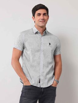 U.S. Polo Assn. Denim Co. - Floral Grey Half Sleeves Collar Neck Shirt