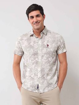 U.S. Polo Assn. Denim Co. - Floral Multi-Color Half Sleeves Collar Neck Shirt