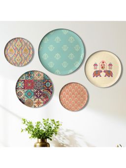 ARTCREST - Traditional Jaipur Wall Plates Metal Wall Art Decor (Pack of 5)
