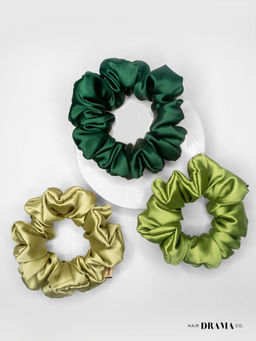 Hair Drama Co. - Forest Satin Scrunchies (Set of 3)