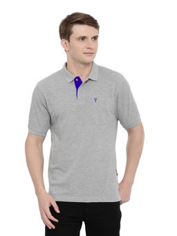 Classic Polo - Men Cotton Solid Half Sleeve Authentic Fit Polo Neck Light Grey Color T-Shirt