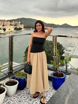 MISS MOSA BY AKANKSHA - Women Beige Solid Midi Dress