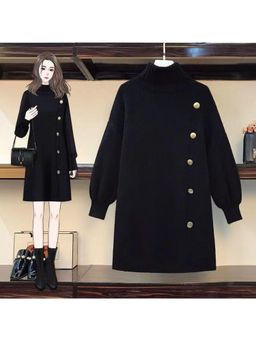 MISS MOSA BY AKANKSHA - Women Black Solid Midi Dress