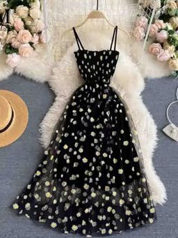 MISS MOSA BY AKANKSHA - Women Black Floral Midi Dress