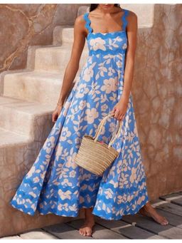 MISS MOSA BY AKANKSHA - Women Blue Floral Maxi Dress