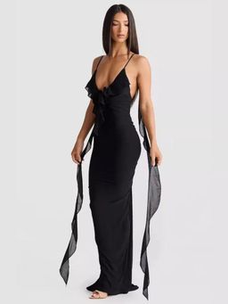 MISS MOSA BY AKANKSHA - Women Black Solid Maxi Dress