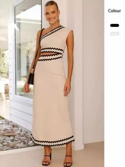 MISS MOSA BY AKANKSHA - Women Off White Solid Midi Dress