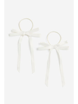 H&M - Women White 2-Pack Bow-Detail Hair Elastics