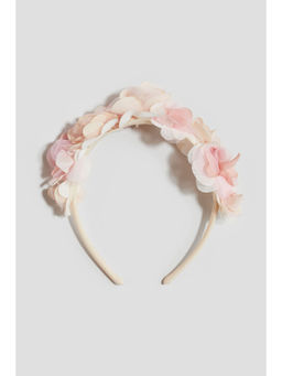 H&M - Girls Pink Satin Alice Band With Flowers