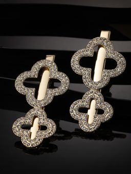 PANASH - Gold-Plated Set of 2 CZ Stone-Studded Embellished Alligator Hair Clip