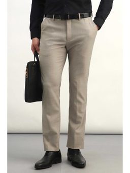 Allen Solly - Men Beige Textured Formal Trouser