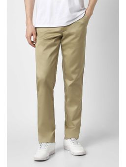 Peter England - Men Light Khaki Solid Slim Fit Trouser