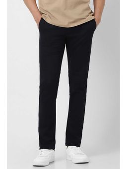 Peter England - Men Black Solid Super Slim Fit Casual Trouser