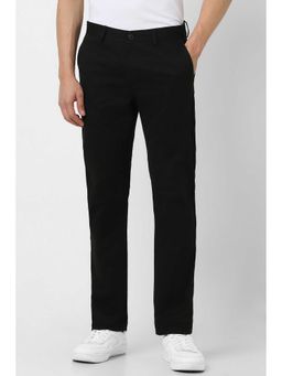 Peter England - Men Black Solid Slim Fit Casual Trouser