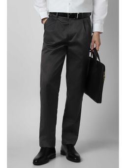 Peter England - Men Black Solid Regular Fit Trouser