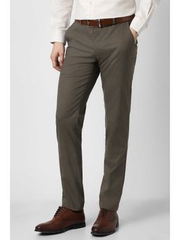 Peter England - Men Brown Textured Trouser