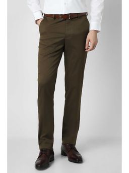 Peter England - Men Brown Stripes Trouser