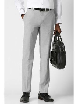 Van Heusen - Men Grey Textured Slim Fit Trouser