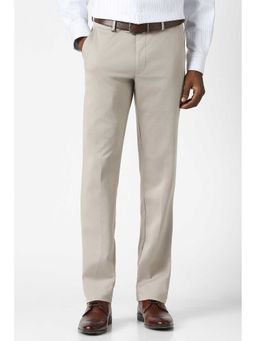 Van Heusen - Men Light Beige Textured Ultra Slim Fit Trouser