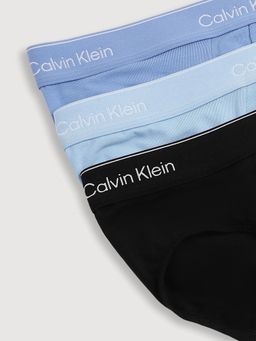 Calvin Klein - Men Blue Solid Mid Rise Briefs (Pack of 3)