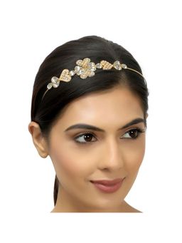 Accessher - Stylish Gold Plated Rhinestones & Pearls Studded| Floral Hairband
