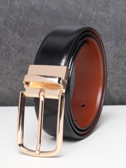 Teakwood - Men Black And Tan Solid Reversible Leather Belt