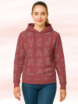 HELLCAT - Women Mauve Cotton Blend Typography Regular Fit Hoodie