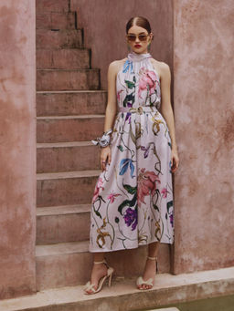 House of Fett - Blair Floral Jumpsuit With Belt - Ivory