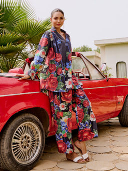 House of Fett - Colmar Multicolour Cross Stitch Cotton Pant - Multi-Color