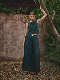 House of Fett - Diana Organza Applique Floral Co-Ord Set - Green