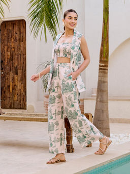 House of Fett - Josas Toile Printed Crop Top - Off White