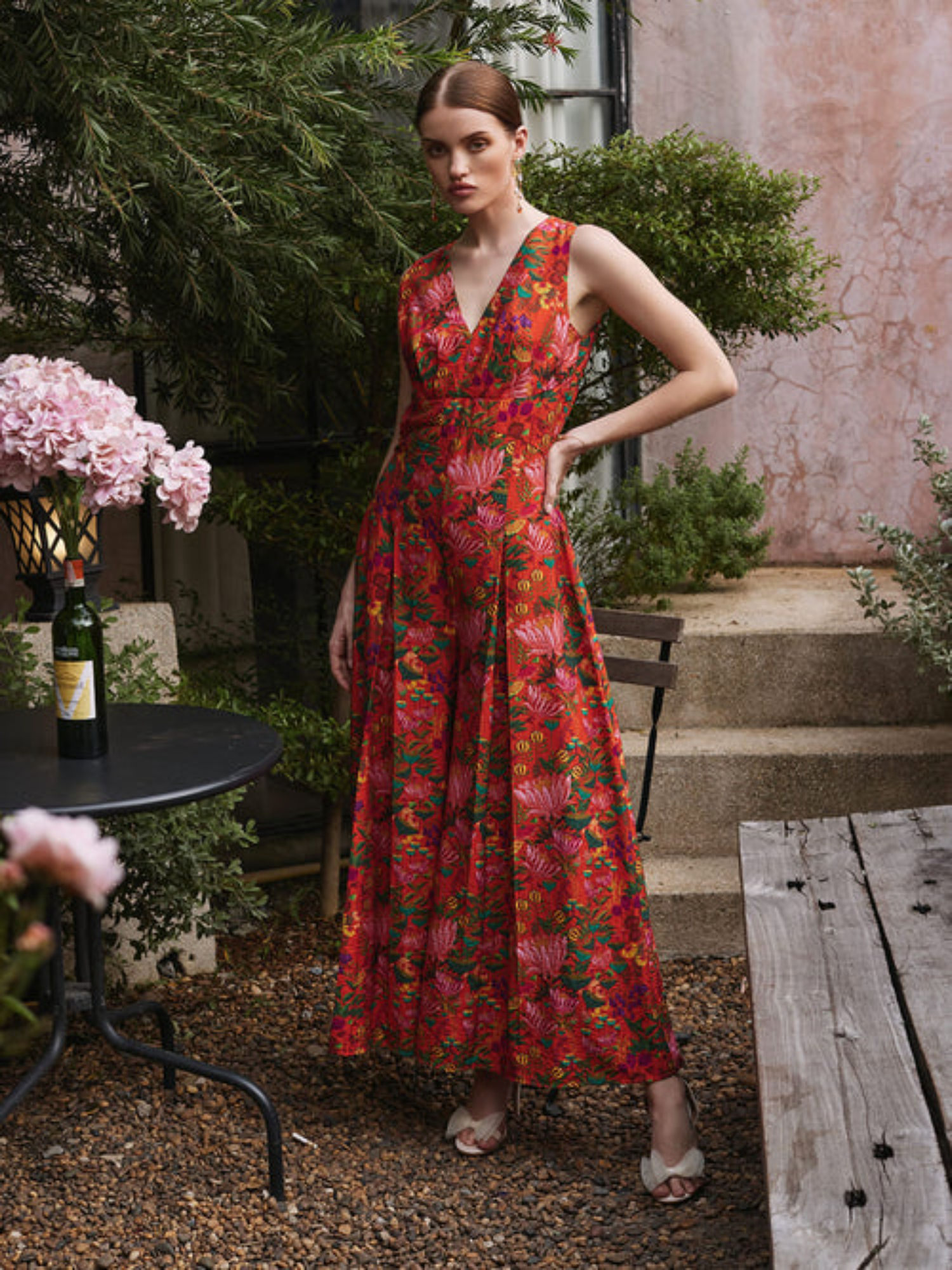 Kansas Pleated Jumpsuit - Red-picture-42