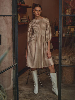 House of Fett - Lola Stripe Dress - Brown