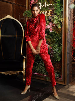House of Fett - Moulin Rouge Jumpsuit With Chain - Red