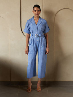 House of Fett - Ocean Belted Jumpsuit - Blue